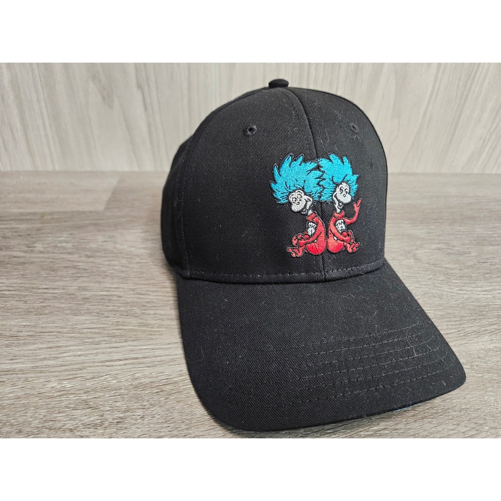 Dr Seuss Thing 1 Thing 2 Black Baseball Cap Hat Embroidered Blue Underbrim 2020